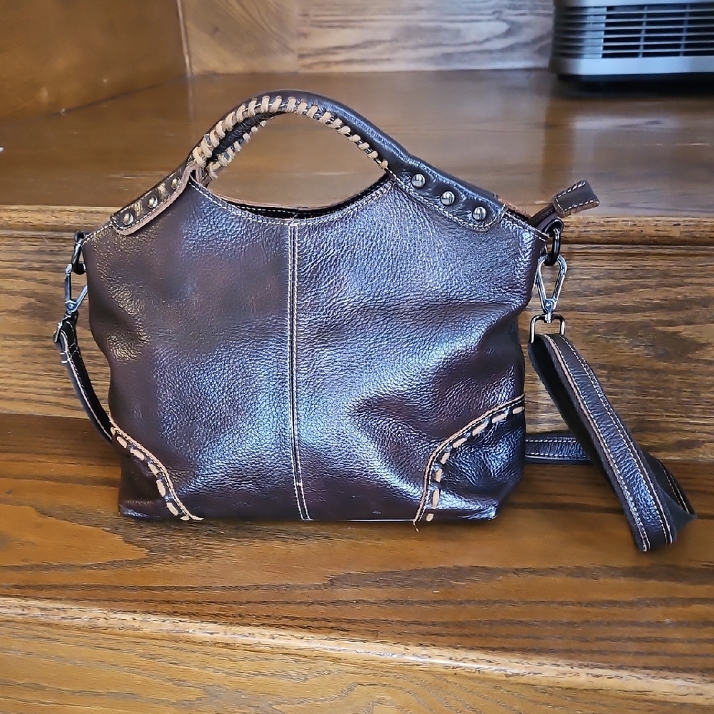 HESHE Leather Top Handle Satchel Crossbody Tote Bag - Picture 2 of 8